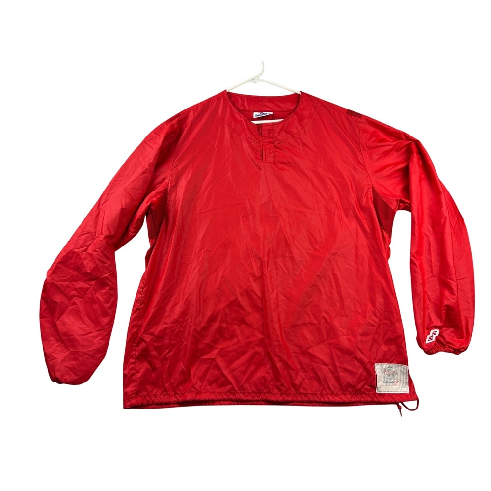 Diamond Collection Red Baseball Windbreaker Pullover L Henley Made in USA 90s
